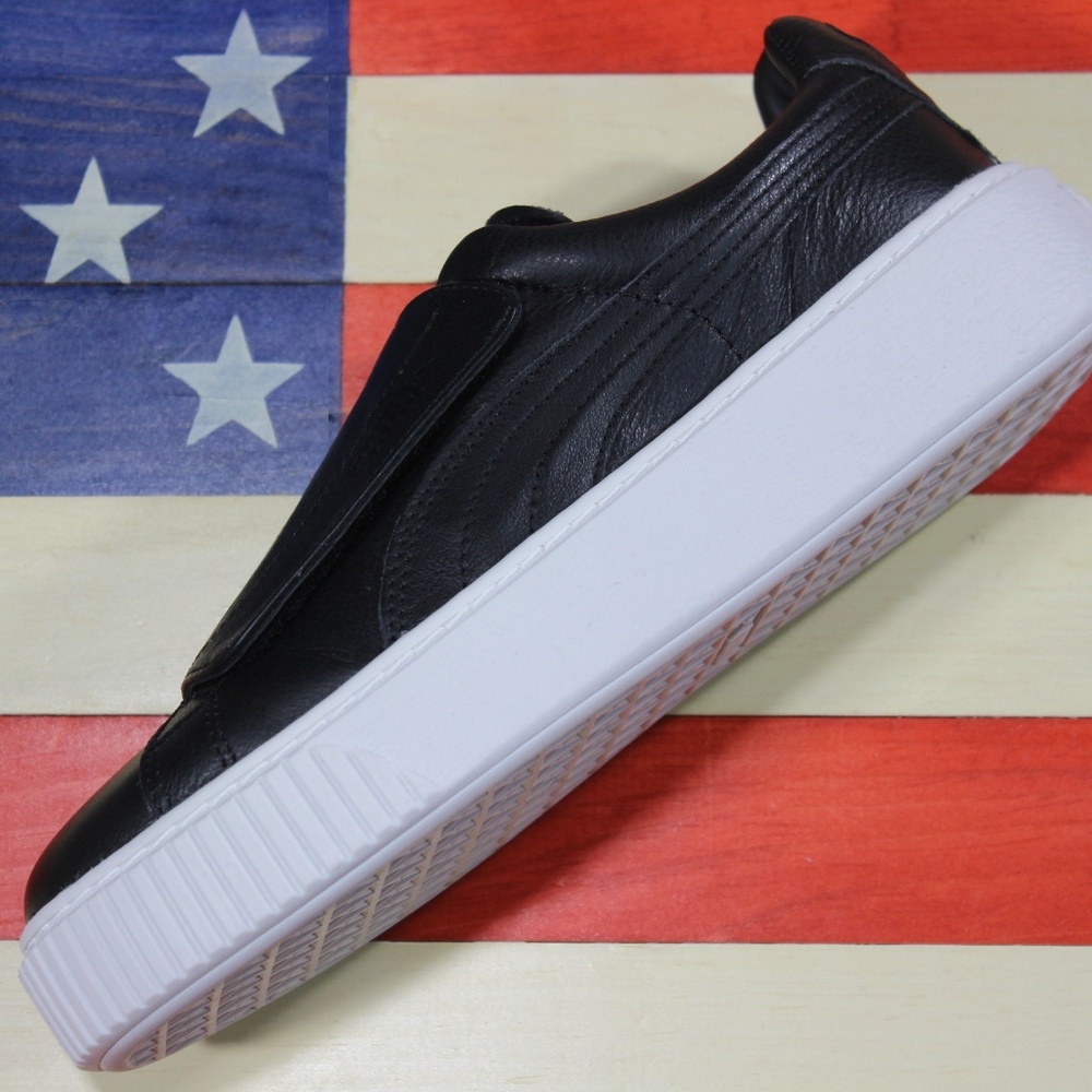 PUMA Basket Platform Strap WMNS Black Leather $110